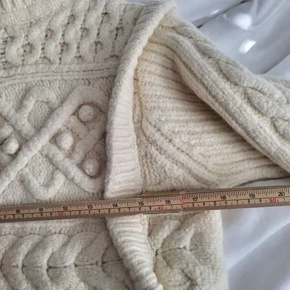 Isabel Marant Milane Cropped Cable Knit Merino Wool Sweater Ivory Sz 34 …